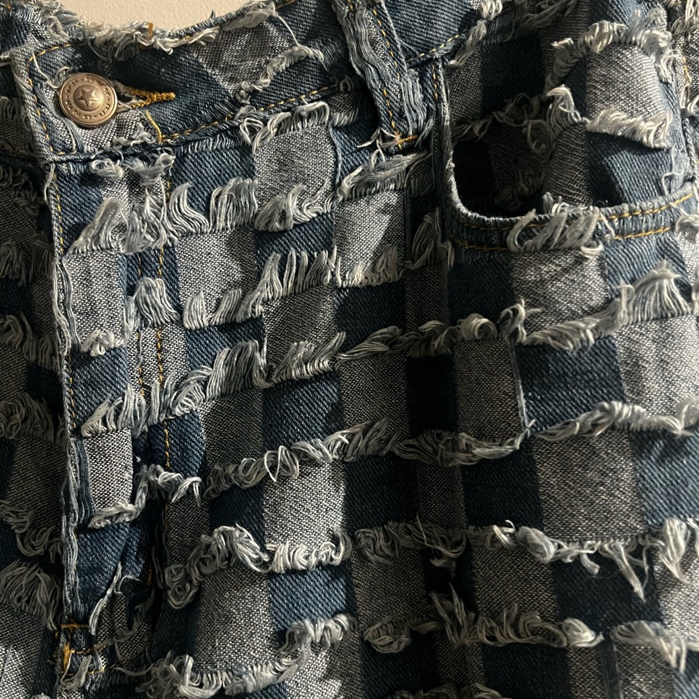 Princess Polly Blue Checkered Patchwork High Rise… - image 4